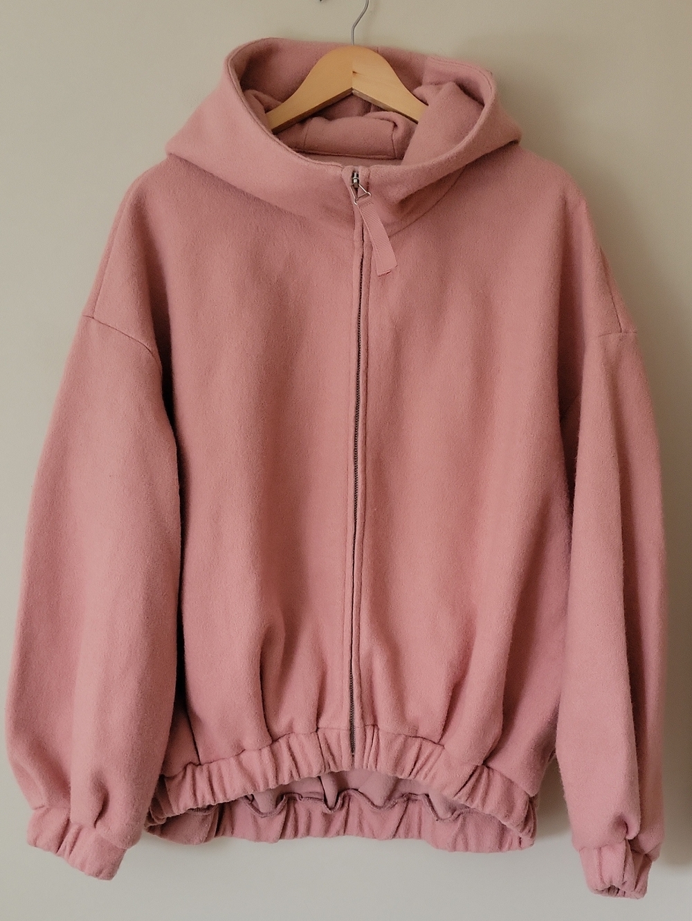 Izzue Hong Kong Asian Streetwear Oversized Pink Wool Blend Hoodie Jacket Medium